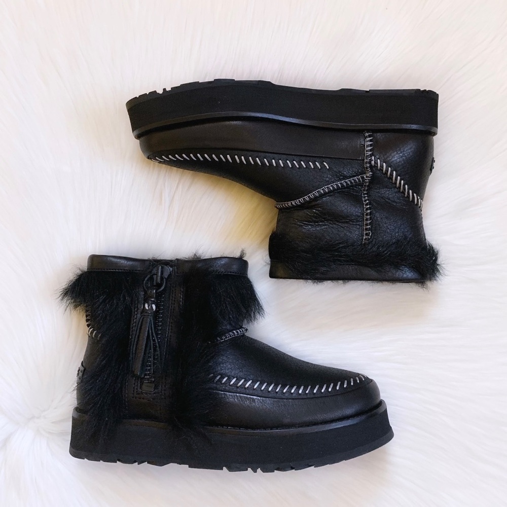 UGG Women’s Fluff Punk Boots In Black - Picture 5 of 9